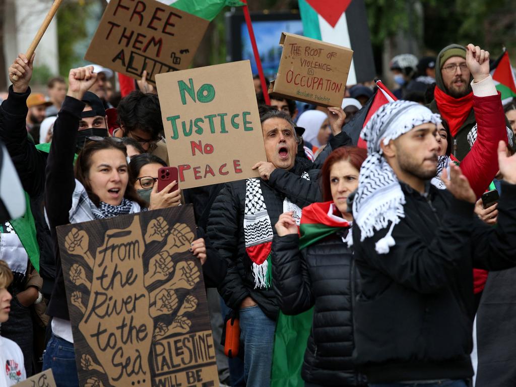 Palestinian supporters rally outside Ottawa City Hall in Ottawa. Picture: AFP