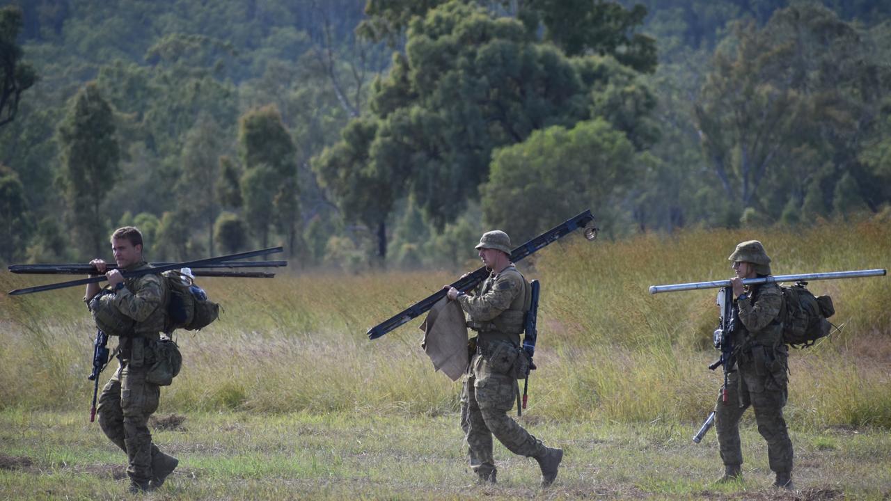 Soldiers at the Shoalwater Bay Training Area for Exercise Diamond Walk 2021.