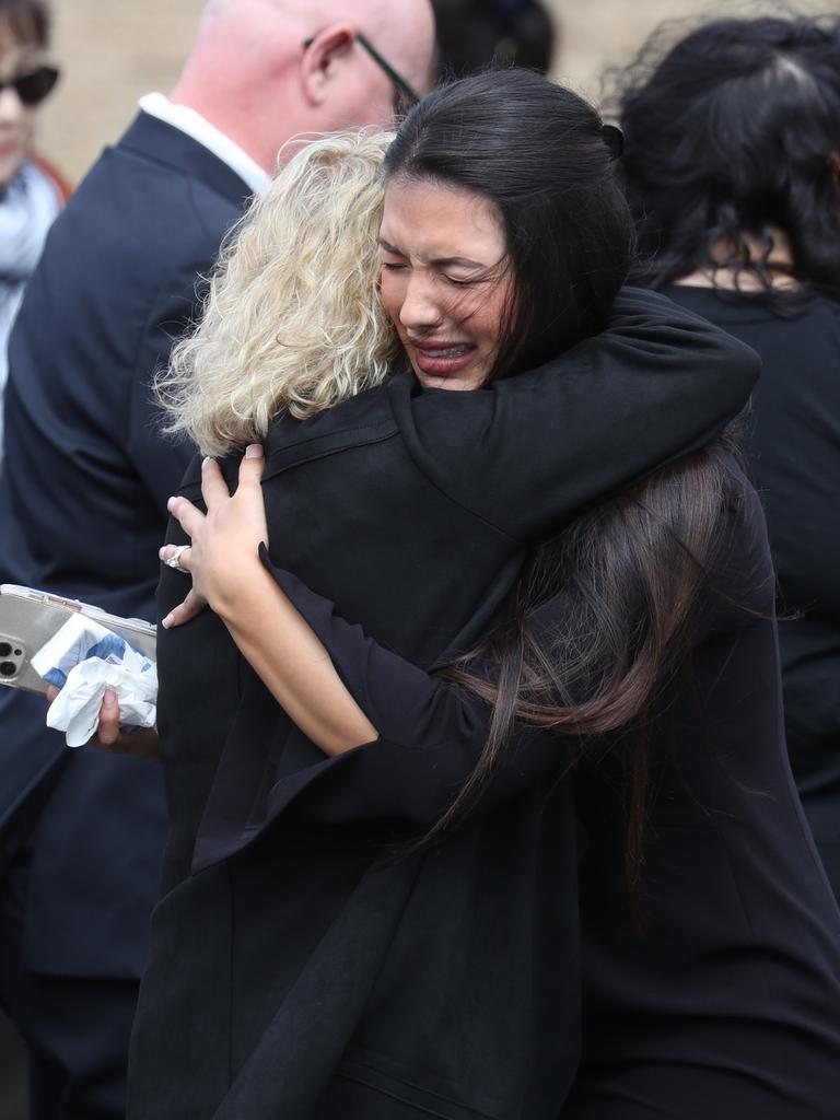 Mourners arrive at the funeral of Tyrese Bechard on Thursday. Picture: John Grainger