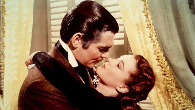 Clark Gable and Vivien Leigh's iconic screen kiss from Gone With The Wind.