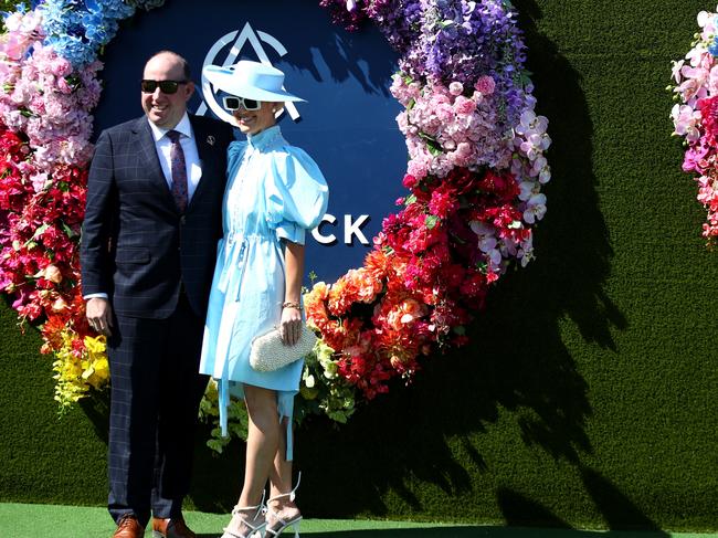 Racegoers pose for a photograph. Picture: Getty Images