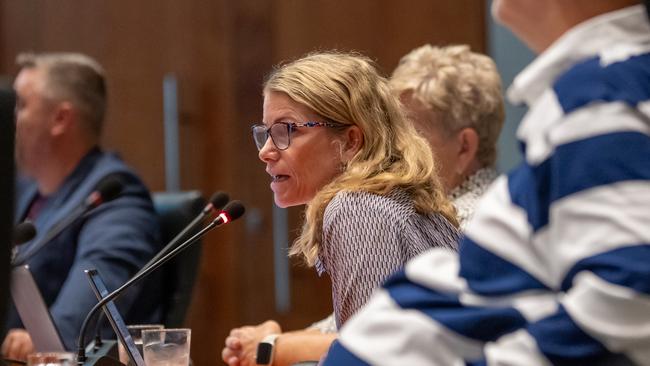 Cairns Regional Council division 7 Councillor Anna Middleton speaks during the ordinary Council meeting on June 5th. Picture Emily Barker.