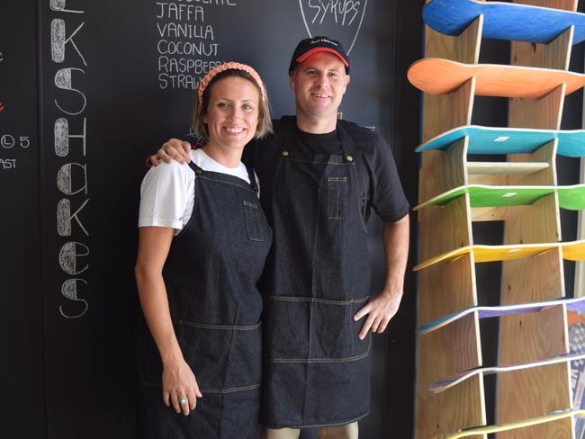 Raquel Hartley and Dave Vallance have opened a Shake 'n Skate in Cannonvale. Picture: Laura Thomas