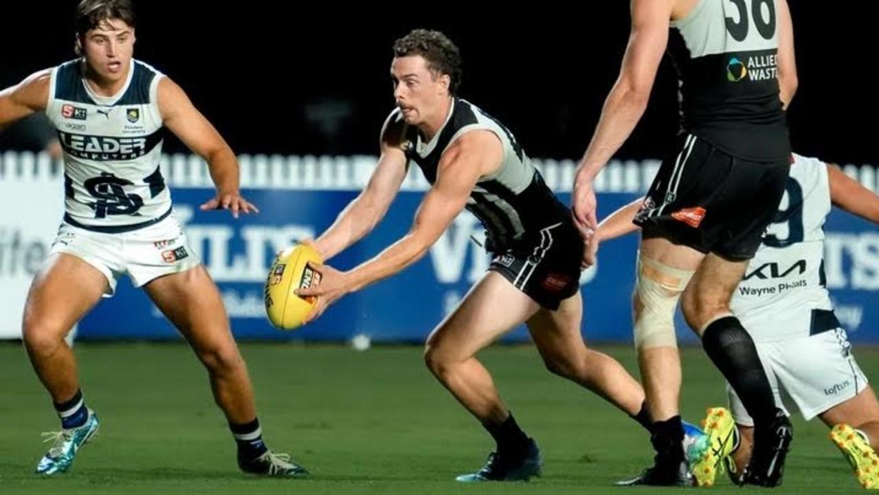 Jack Watkins wins one of his 36 disposals for Port Adelaide against South Adelaide in the SANFL in Round 3. Picture: Courtney Pedlar/PAFC