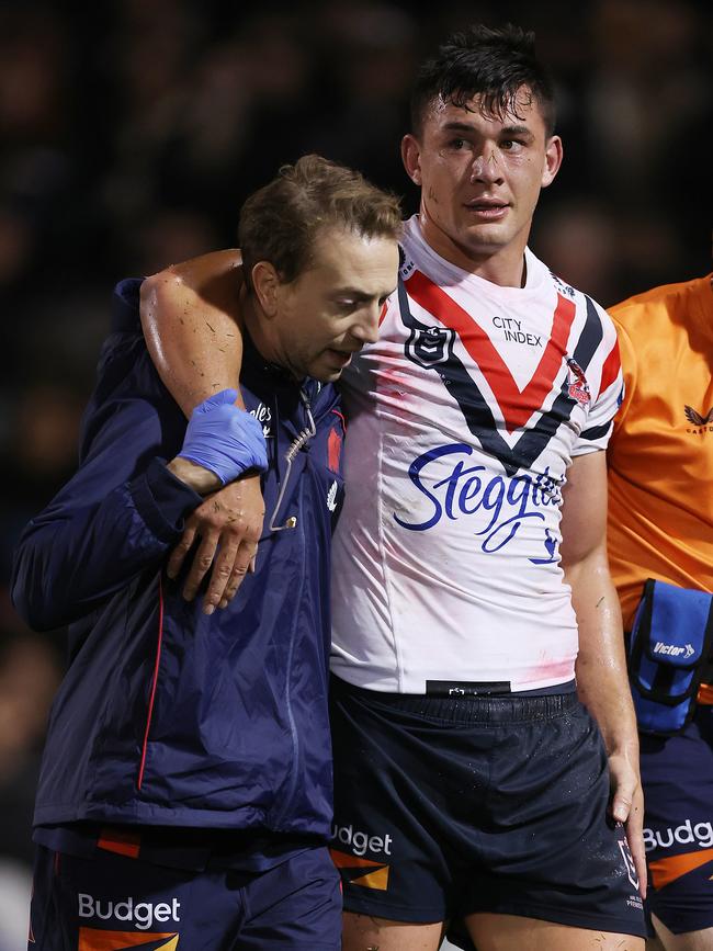 Joseph Manu looks set for an extended period on the sidelines, suffering suspected ankle ligament damage. Picture: Getty Images.