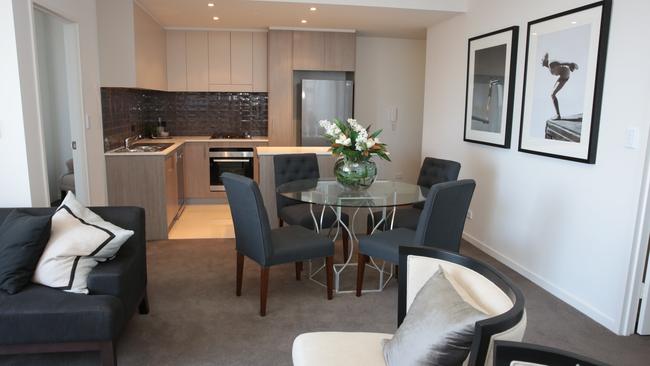 The interior of the display apartment at the Skyhaus development..