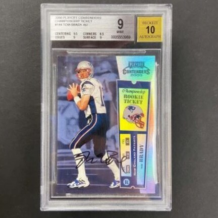 The record-breaking Tom Brady rookie card. Image: Lelands Auctions.