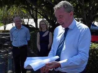 Page MP Kevin Hogan with a petition of 2000 signatures that he will give to Lismore City Council to reconsider the Lismore Square Expansion. Picture: Samantha Poate