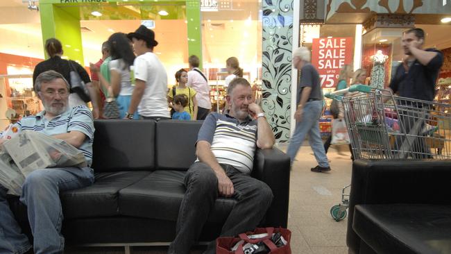 Gary Wilkins joins the men on the couches as the women shop.