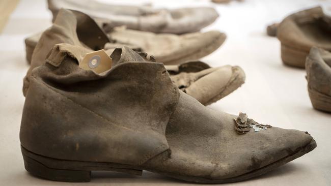 Early 19th century boot from beneath the floor space of the officers mess at Anglesea Barracks, Hobart. Picture Chris Kidd