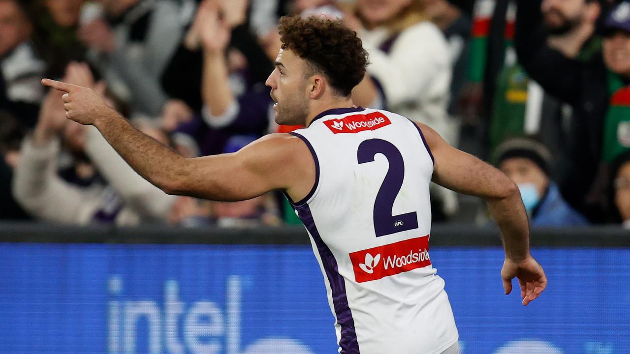 Fremantle’s Griffin Logue wants to play for North Melbourne next season. Picture: Getty Images