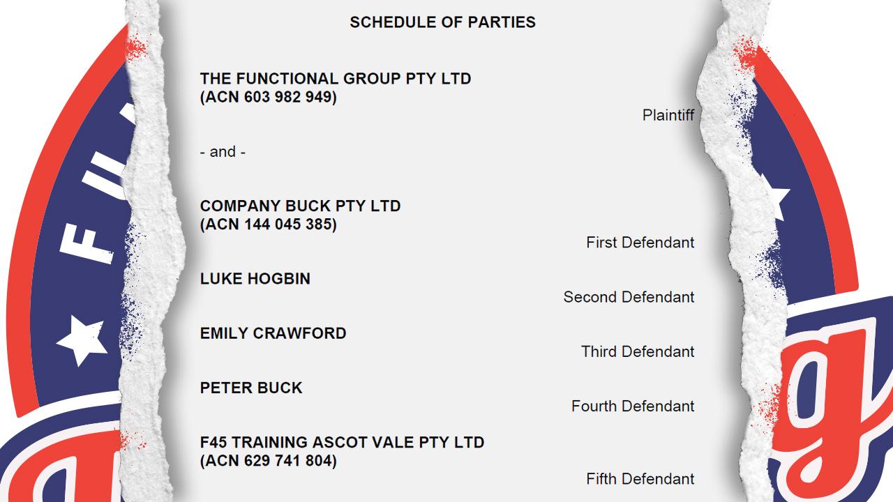 Part of a court document involving the closure of F45 gyms run by Luke Hogbin and his wife, Emily Crawford.