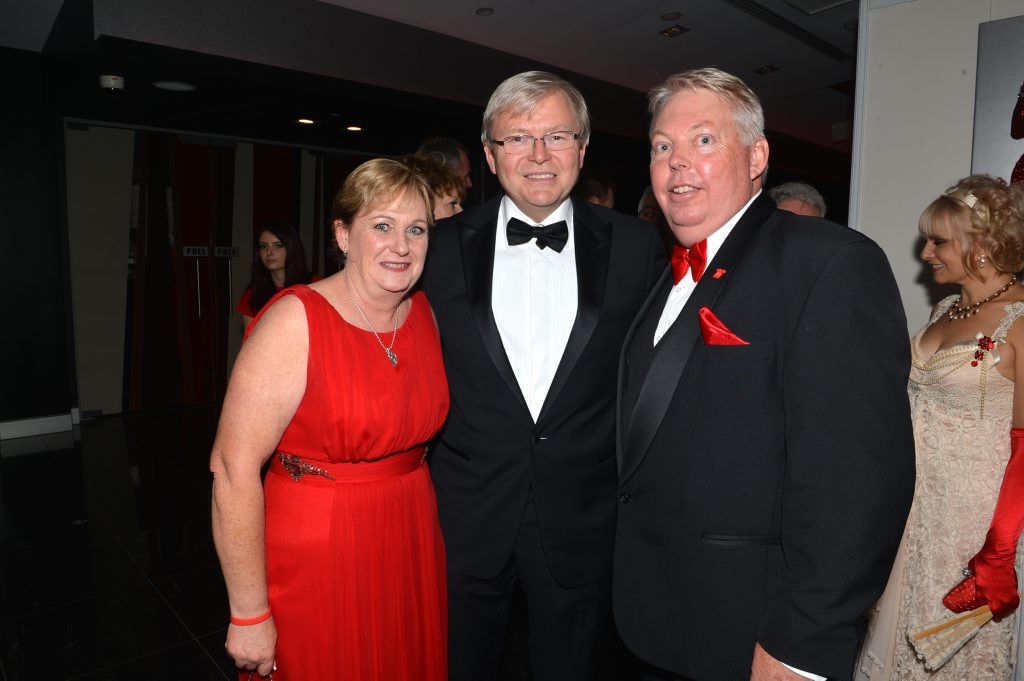 Dance For Daniel at the Caloundra RSL. Denise and Bruce Morcombe with Kevin Rudd. . Picture: Warren Lynam