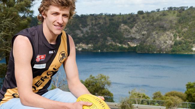 Draft hopeful ... Glenelg's Sam Walker near the Blue Lake in his home town of Mount Gambier. Picture: Frank Monger