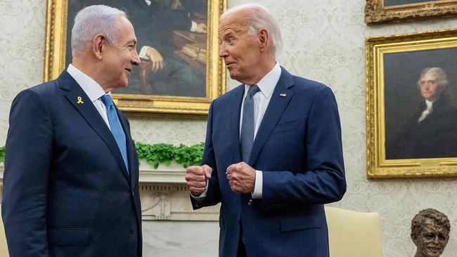 Joe Biden meets Benjamin Netanyahu in White House earlier this month. Picture: AFP.