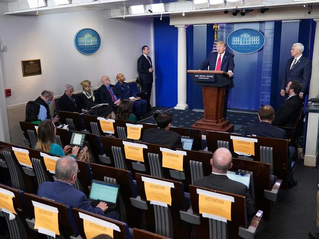 US President Donald Trump speaks during the daily briefing on the novel coronavirus. Picture: AFP