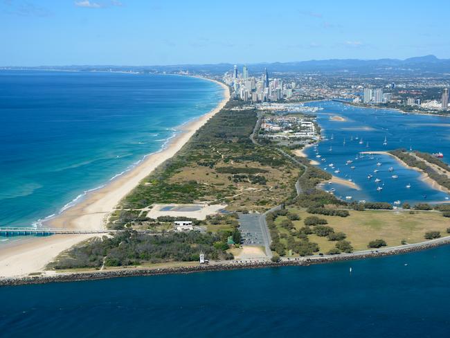 Spit birds captured in new book by photographers Peter Scholer and Gary Casey. Aerial of Southport Spit.