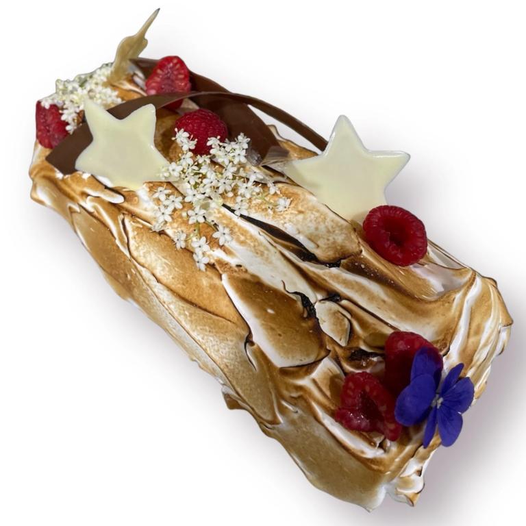 Custard and raspberry yule log from The Pastry Lab.