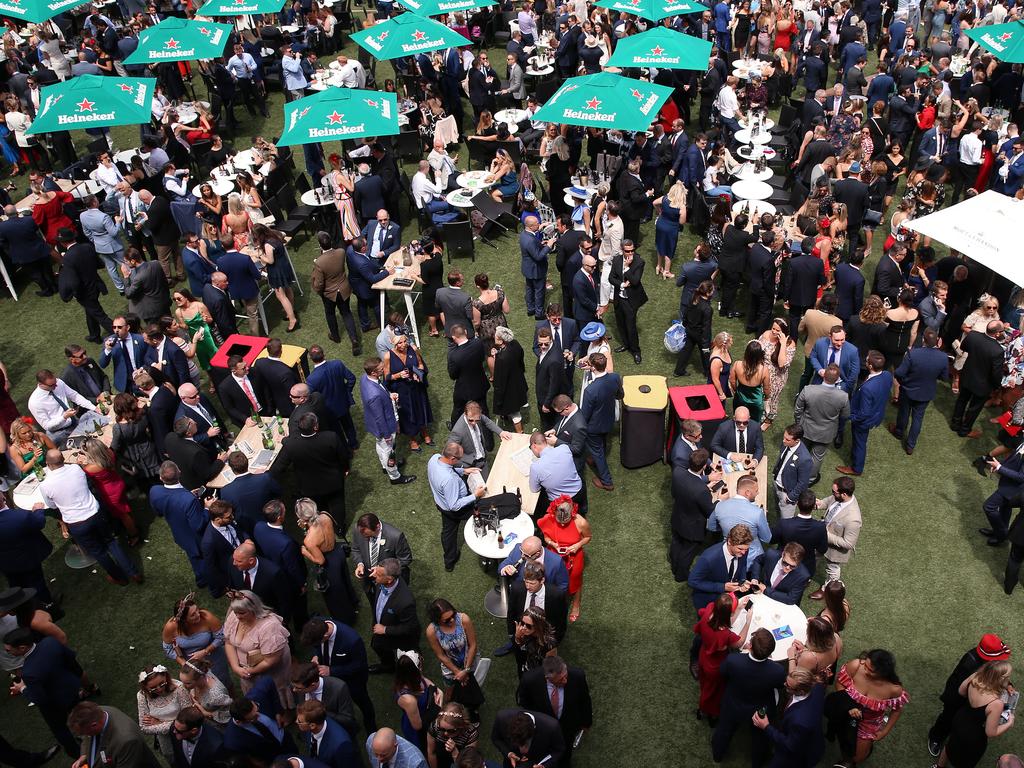 Crowds at the Everest Stakes at Royal Randwick. While not confirmed, it has been reported that the King and Queen could drop by for a visit. Picture: Sam Ruttyn