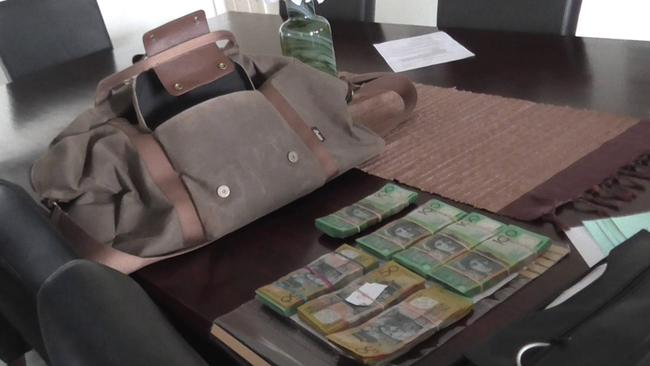 The cash allegedly found at Mr Bollas’s house.