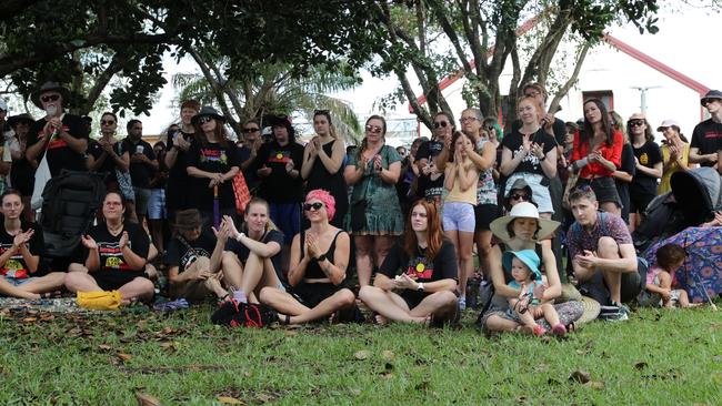 Hundreds of Territorians demonstrated on Invasion Day 2024 by marching from Civic Park through Darwin on Friday, January 26. Picture: Zizi Averill