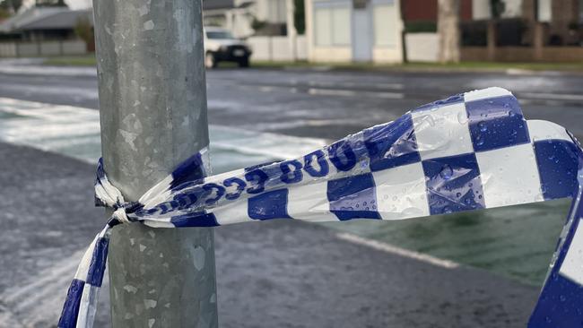 The scene of an alleged shooting incident on Swanston Street, Geelong on Sunday morning. Photo: Alan Barber.