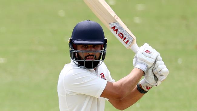 Dandenong’s Shobit Singh cuts during his brilliant 167 against Greenvale Kangaroos last Saturday at Shepley Oval. Photo: Josh Chadwick