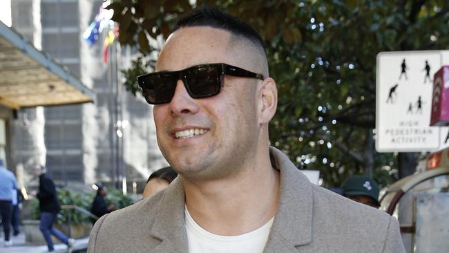 SYDNEY, AUSTRALIA - NewsWire Photos JUNE 28 , 2024:  Jarryd Hayne arrives at Downing centre Court with wife Amellia Bonnici. The DPP will not seek to prosecute Hayne for a fourth time on sexual assault charges. Picture: NewsWire / John Appleyard