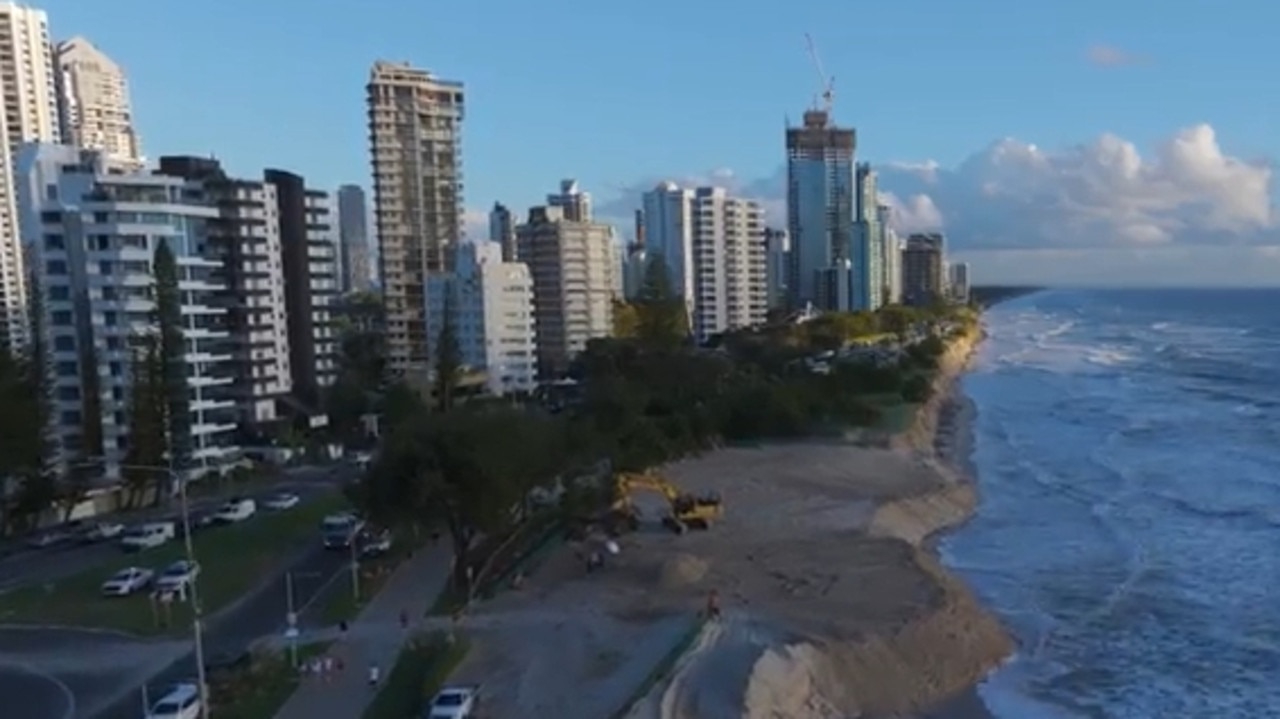 Aerial of beach erosion from Cyclone Alfred. Picture: City of Gold Coast / supplied