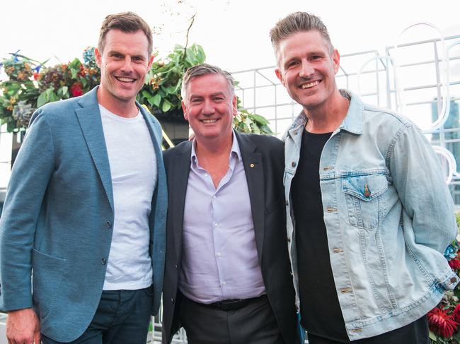 Luke Darcy, Eddie McGuire and Wil Anderson. Picture: Matt Nikolic