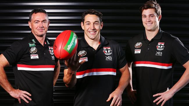 Alan Richardson and Jack Steele with new leadership coach Billy Slater. Picture: Getty Images