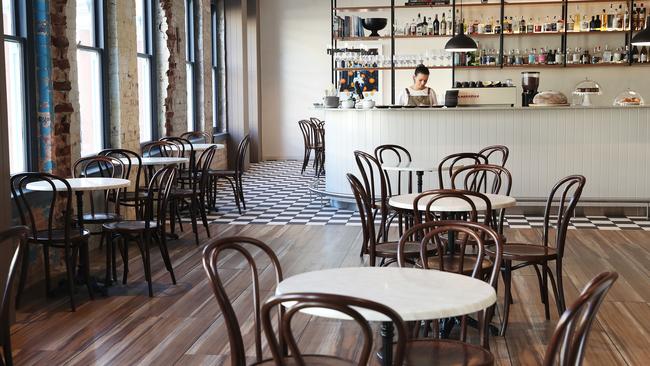 Interior view of new concept bar and eatery, Johnston &amp; Miller at the Icon, complete with the original bricks from the facade of the old Myer store, visible on the far left. Picture: NIKKI DAVIS-JONES