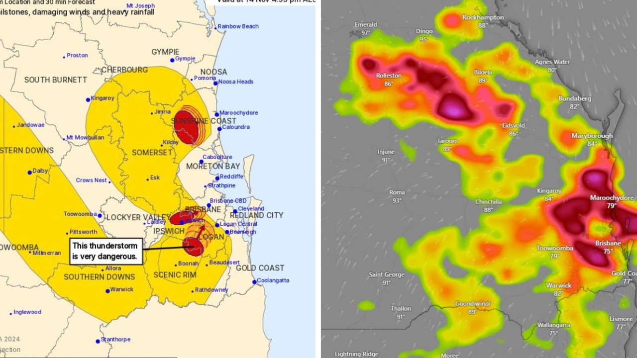 ‘Wall of death’: Dangerous supercell, large hail, heavy rain slams into SEQ