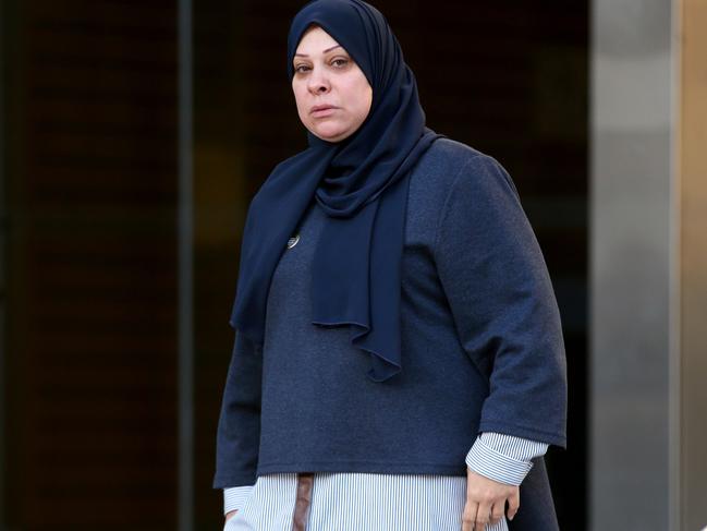 Zina Mohammad leaving Liverpool Court after being arrested over an alleged childcare fraud syndicate. Picture: Jonathan Ng