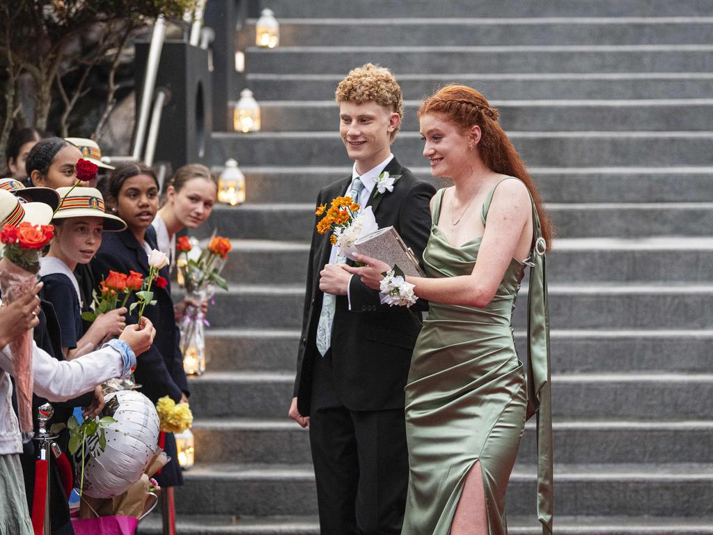 Alexis Pringle and partner Josh Bredhauer arrive at The Glennie School formal at Picnic Point, Thursday, September 12, 2024. Picture: Kevin Farmer