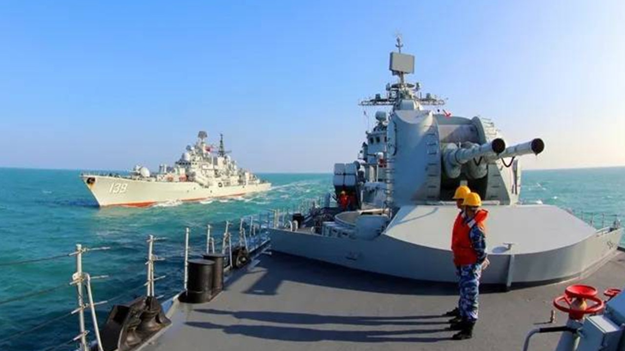 China’s Hangzhou and Ningbo warships. Picture: Chinese Ministry of Defence