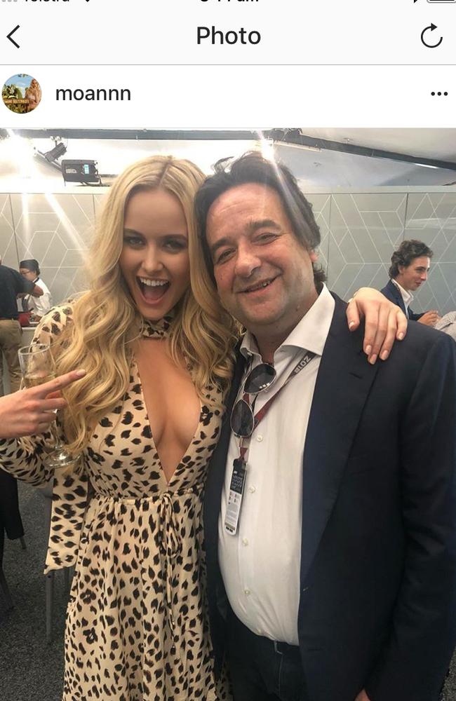 Simone Holtznagel and Mick Molloy at the 2018 Australian Grand Prix. Picture: Instagram