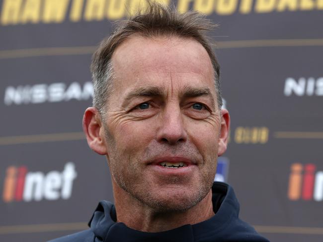 Alastair Clarkson and Sam Mitchell press conference announcing that Clarkson will step aside of the end of the 2021 season making way for Mitchell to take over.  29/07/2021.      .  Pic: Michael Klein