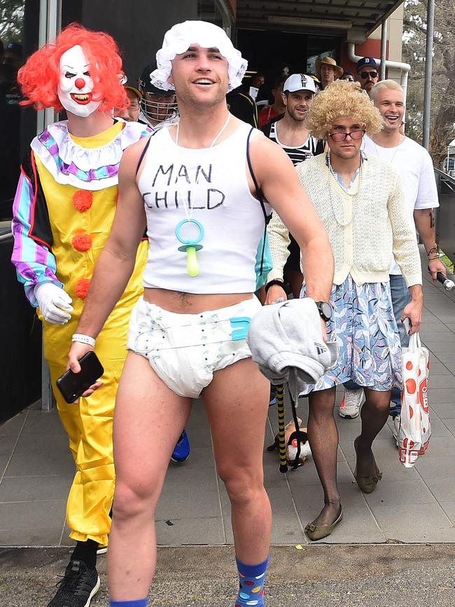 Jack Ross in his “man child” costume, complete with nappy. Picture: Tony Gough