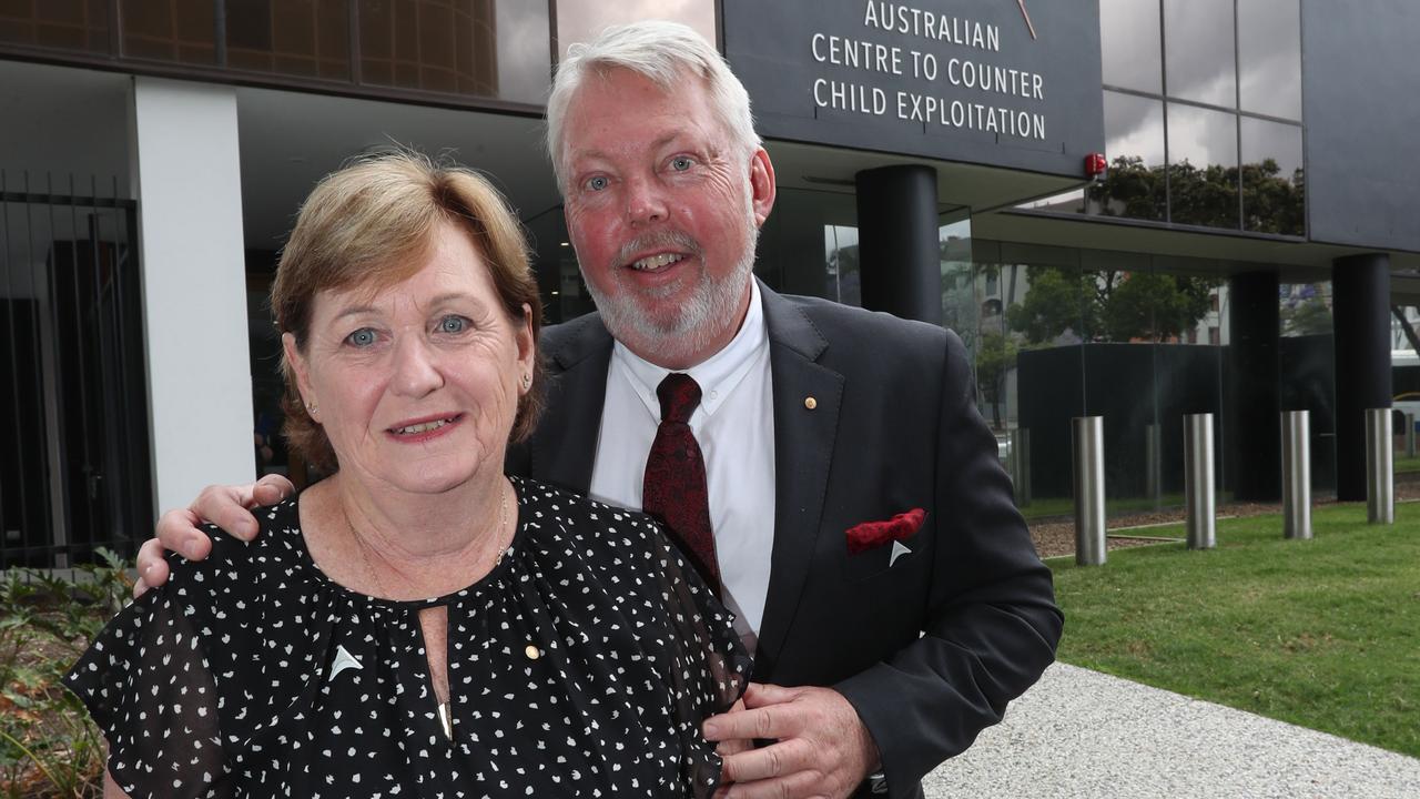 Bruce and Denise Morecombe opening the Australian Centre to Counter Child Exploitation. Picture: Annette Dew