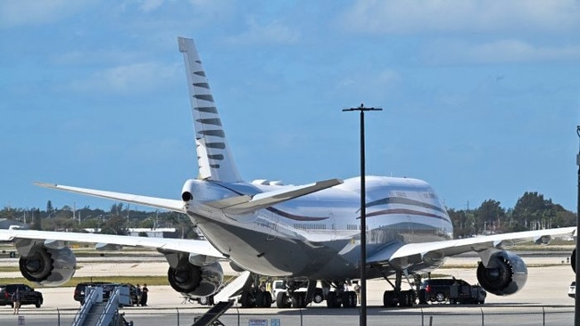 The president in February toured a Qatari-owned 747 in West Palm Beach, Florida. Photo: Roberto Schmidt/AFP/Getty Images