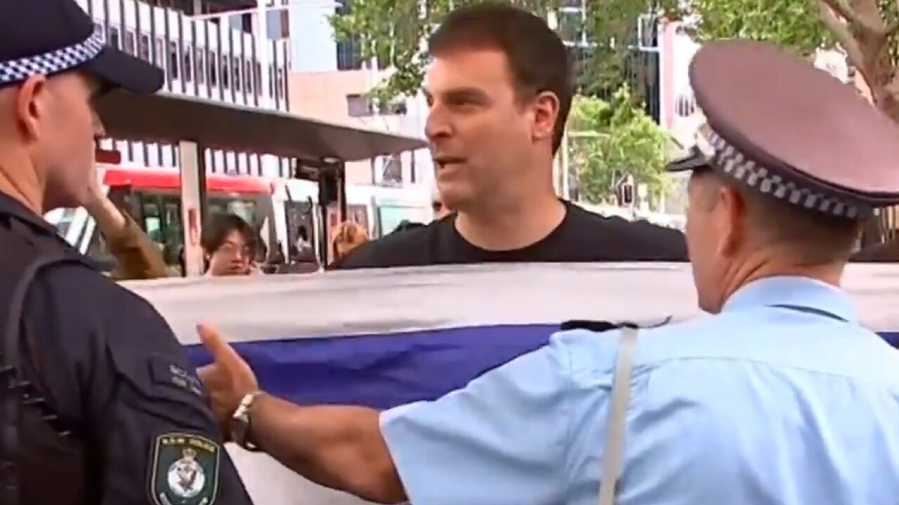 Police clash with Israel supporter at pro-Palestine rally