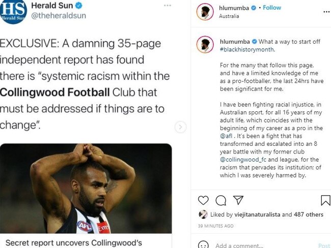 Heritier Lumumba's airing his feelings on Instagram.