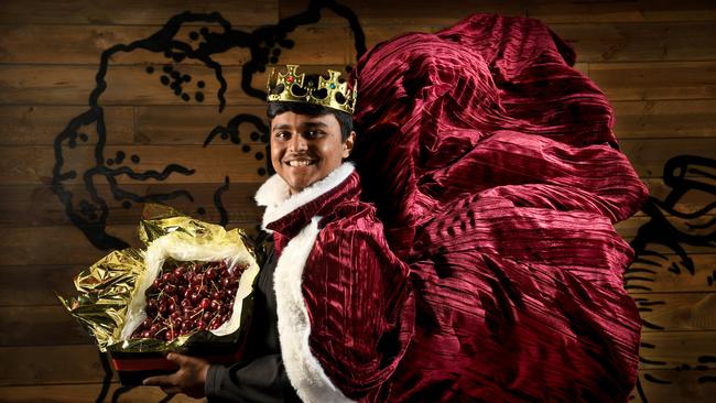 2020 Cherry King Anshu Patel from Fulham Fresh &amp; Fruit Lovers Market with his $31,000 box of cherries. Picture: Tricia Watkinson