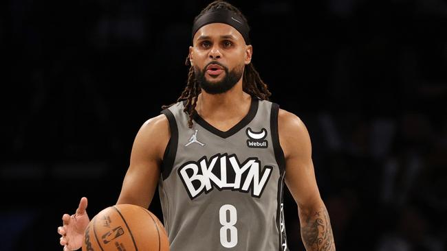 Patty Mills struggled for the Brooklyn Nets in their defeat to the Heat. Picture: Sarah Stier/Getty Images