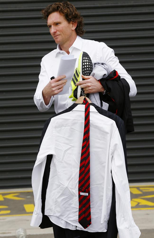 James Hird leaves Essendon’s Tullamarine headquarters after confirming his resignation. Picture: Michael Klein