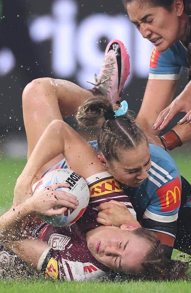Tamika Upton is racing the clock to be fit for Origin III. Picture: Cameron Spencer/Getty Images
