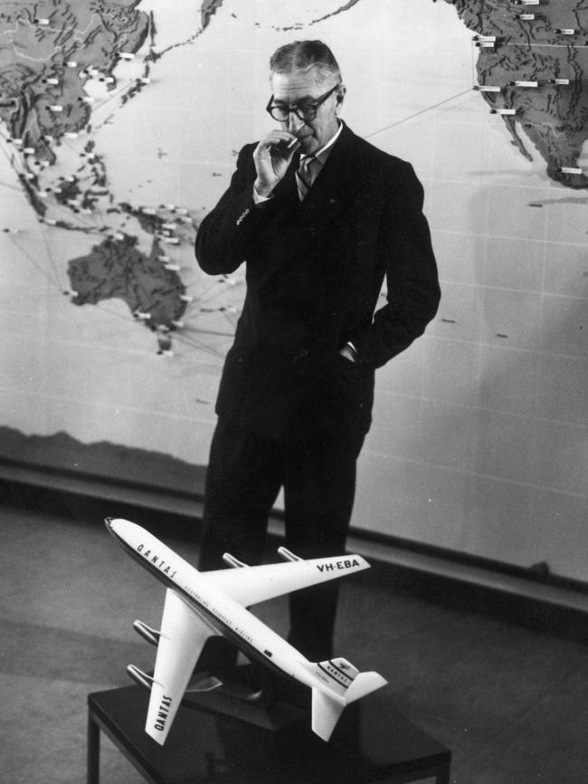 Aviation pioneer Sir Hudson Fysh, founder of Qantas, in 1960. Picture: Supplied/Qantas.