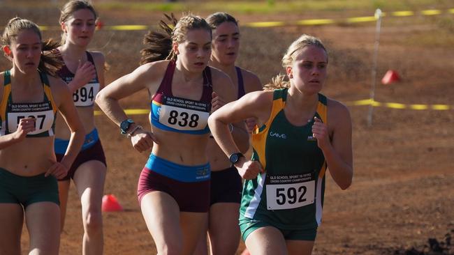 Brookfield State School past student Tyla Lumley silver, now with St Peters Lutheran College, runs with Jazmine Coventry (bronze) Zoe Manning, Ella Wooldrige and Mackenzie Orminston.