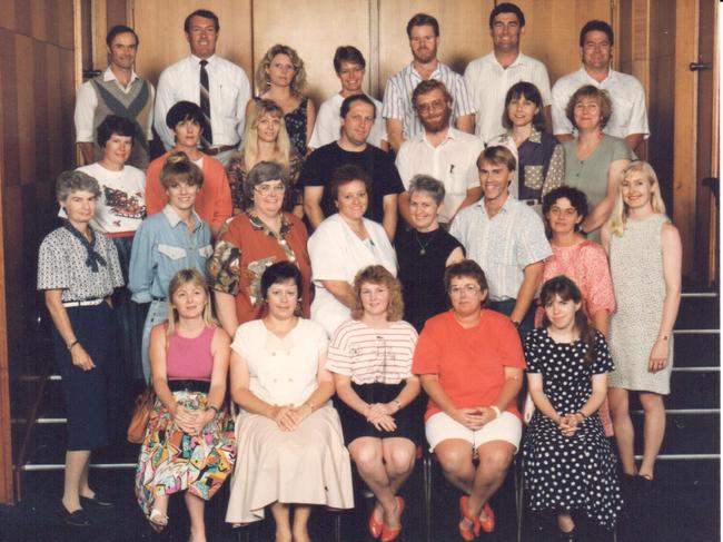 Richmond Tweed Regional Library staff photo from 1991 with Jill Gribble on the first standing row on the left.